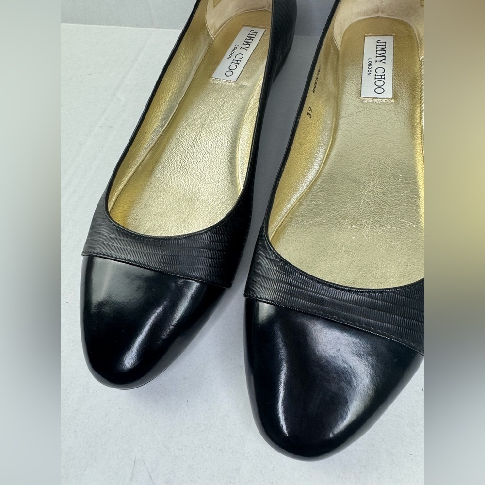 Jimmy Choo Flats Wicker Cap Toe Ballerina Shoes Anthracite Ballets 39. - Picture 7 of 7